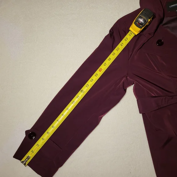 London Fog Eggplant Purple Trench Coat With Belt Tie And Removable Hood - Picture 9 of 12